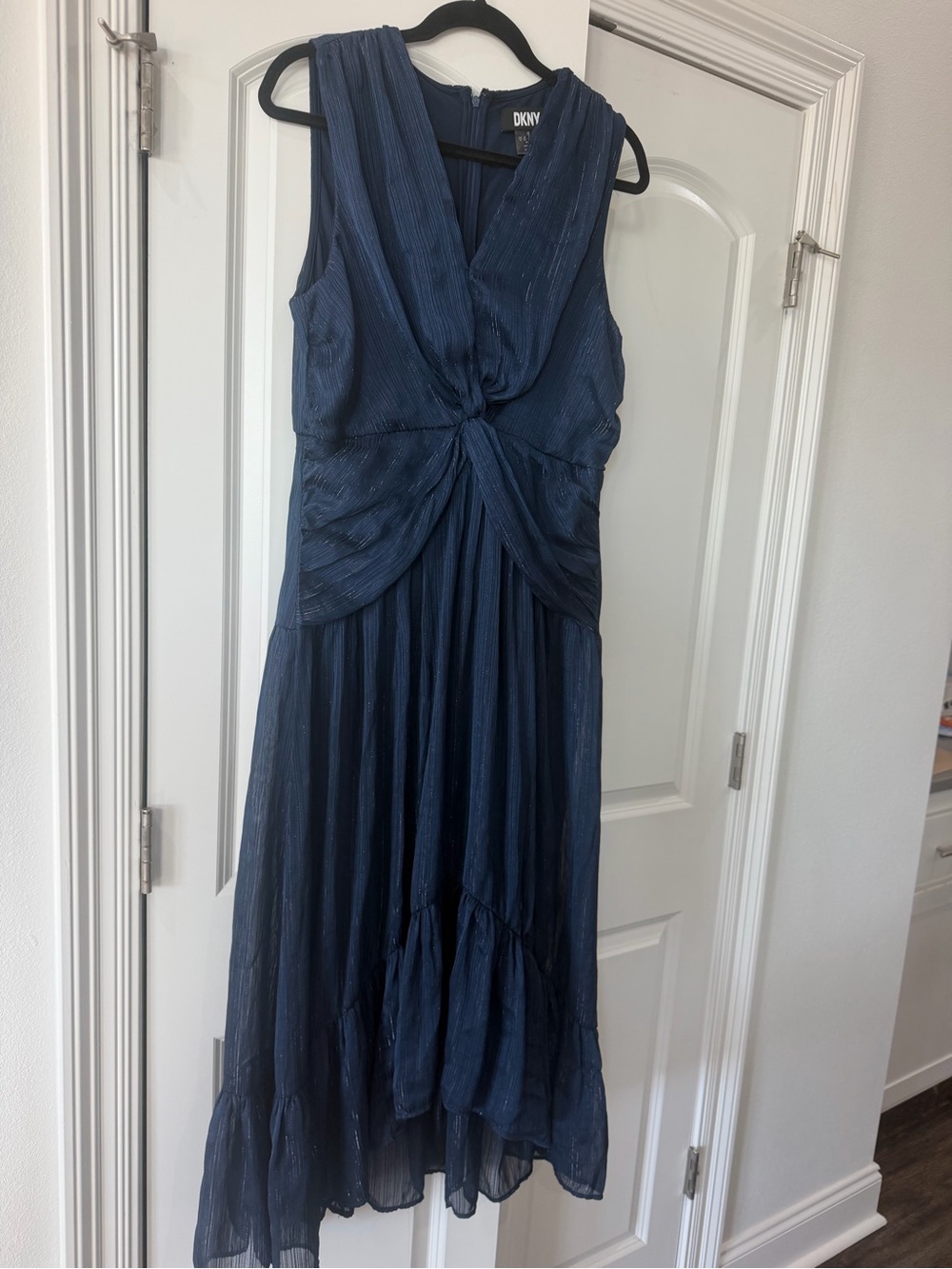 DKNY Twist front pleated tiered skirt dress